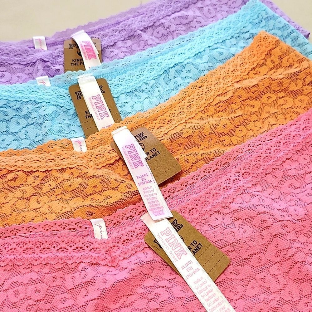 VICTORIA'S SECRET PINK Cheekster Lace Panty 4-Piece Bundle XL